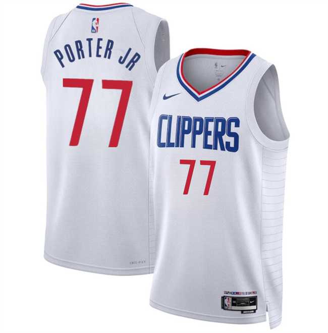 Mens Los Angeles Clippers #77 Kevin Porter Jr White Association Edition Stitched Jersey Dzhi->->NBA Jersey